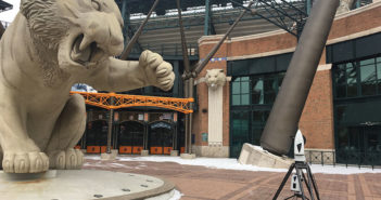 Tiger statues outside of Comerica Park