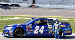 Chase Elliott and his 24 car at Daytona International Speedway