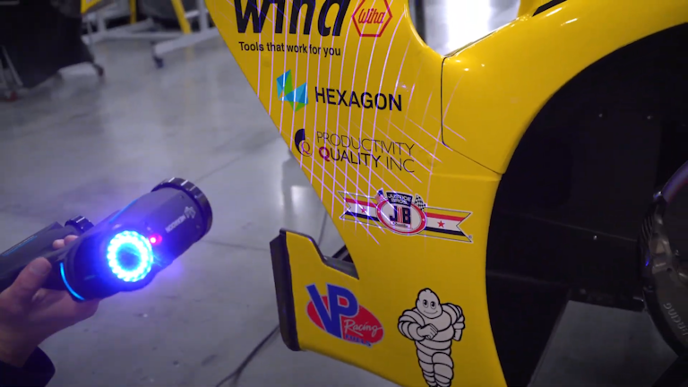 JDC-Miller Motorsports using targetless scanning of a carbon rear wing frame with MARVELSCAN